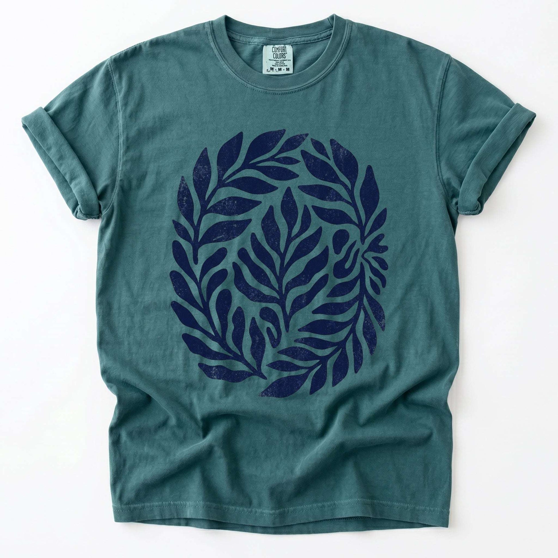 Linocut Leaves Vintage Washed T-Shirt