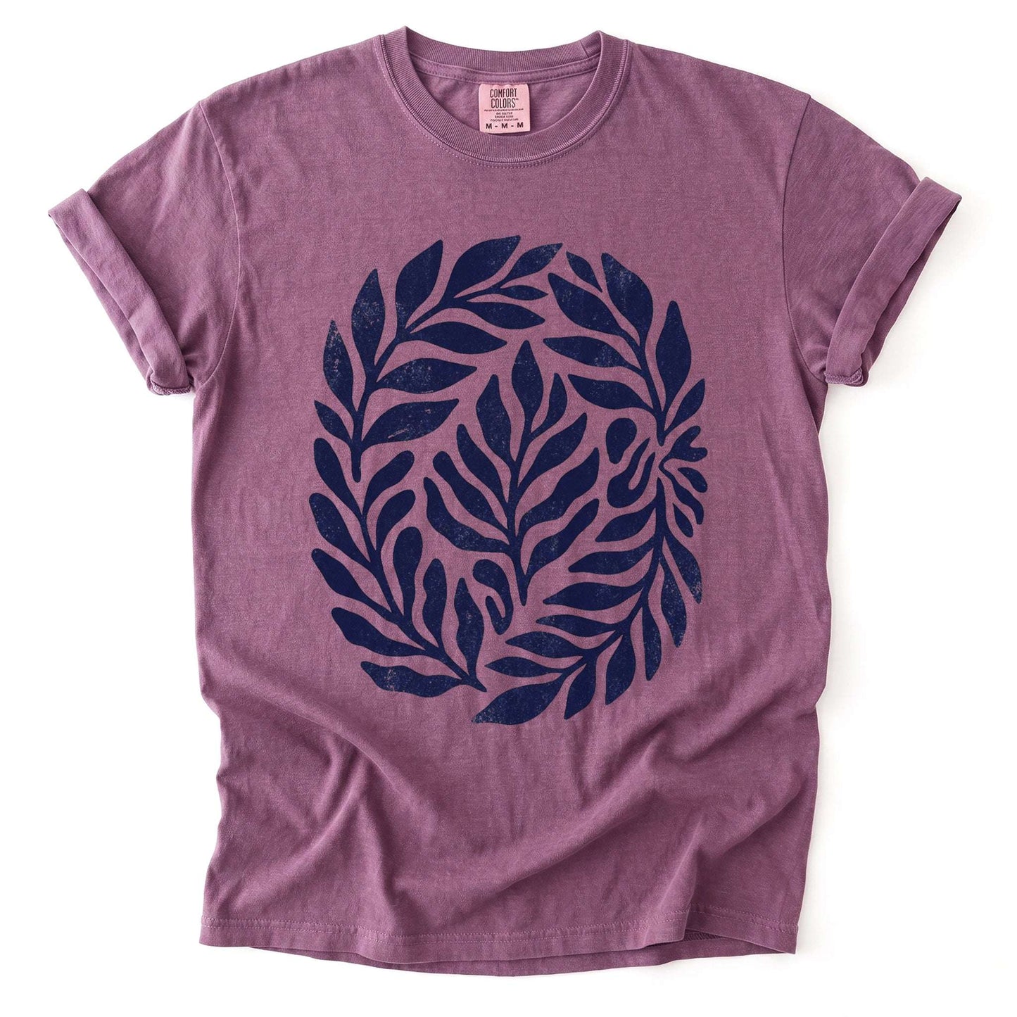 Linocut Leaves Vintage Washed T-Shirt