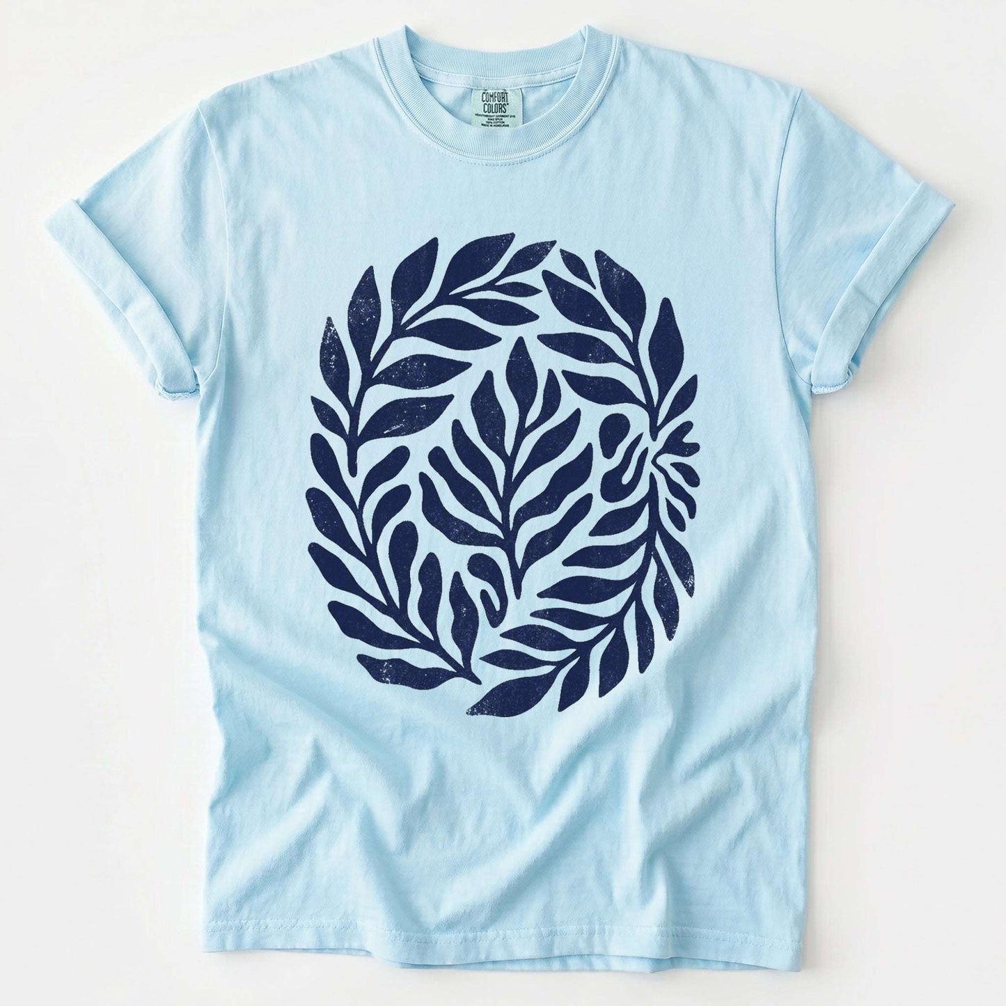 Linocut Leaves Vintage Washed T-Shirt