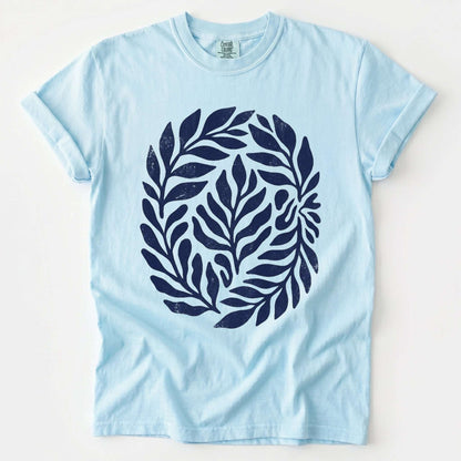 Linocut Leaves Vintage Washed T-Shirt