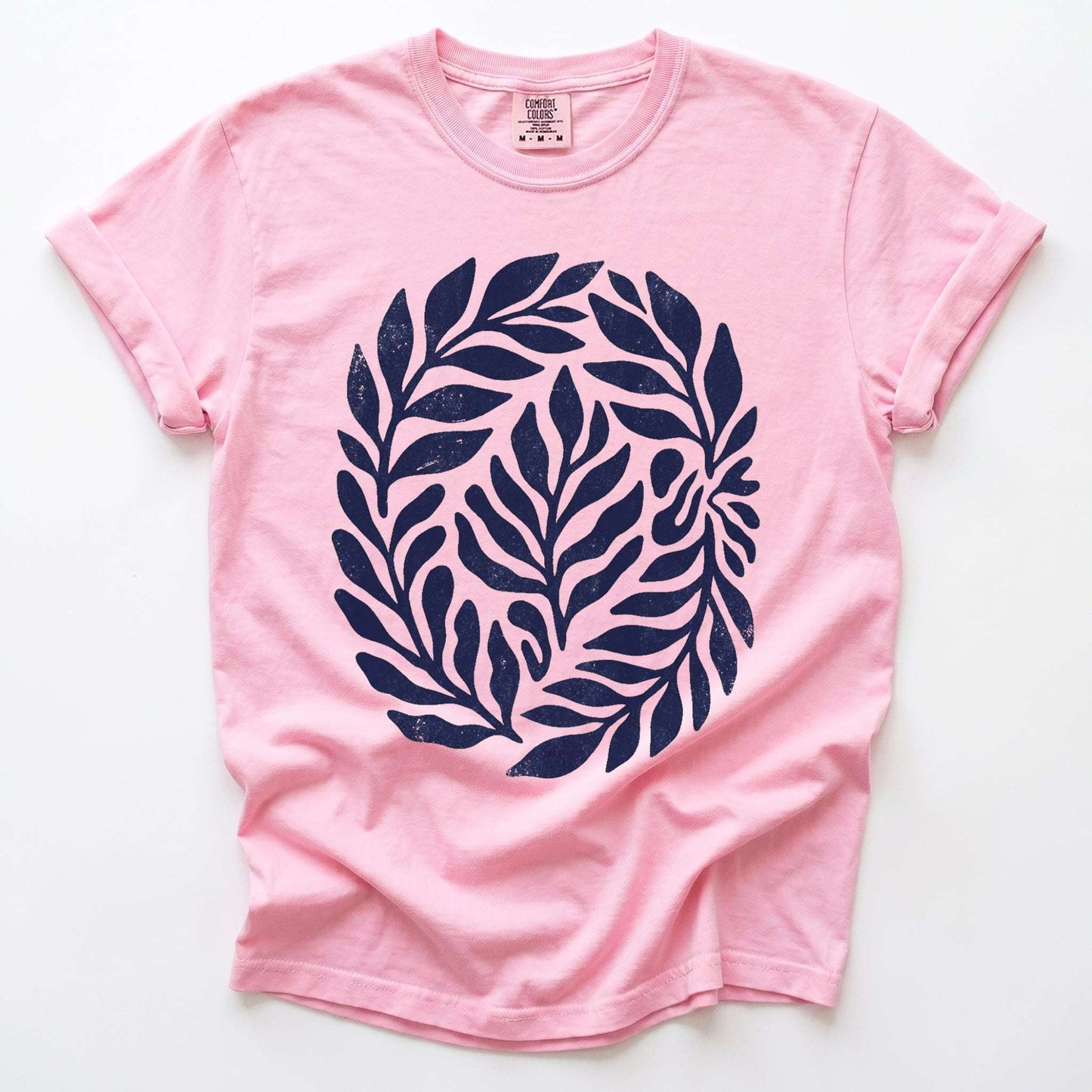 Linocut Leaves Vintage Washed T-Shirt