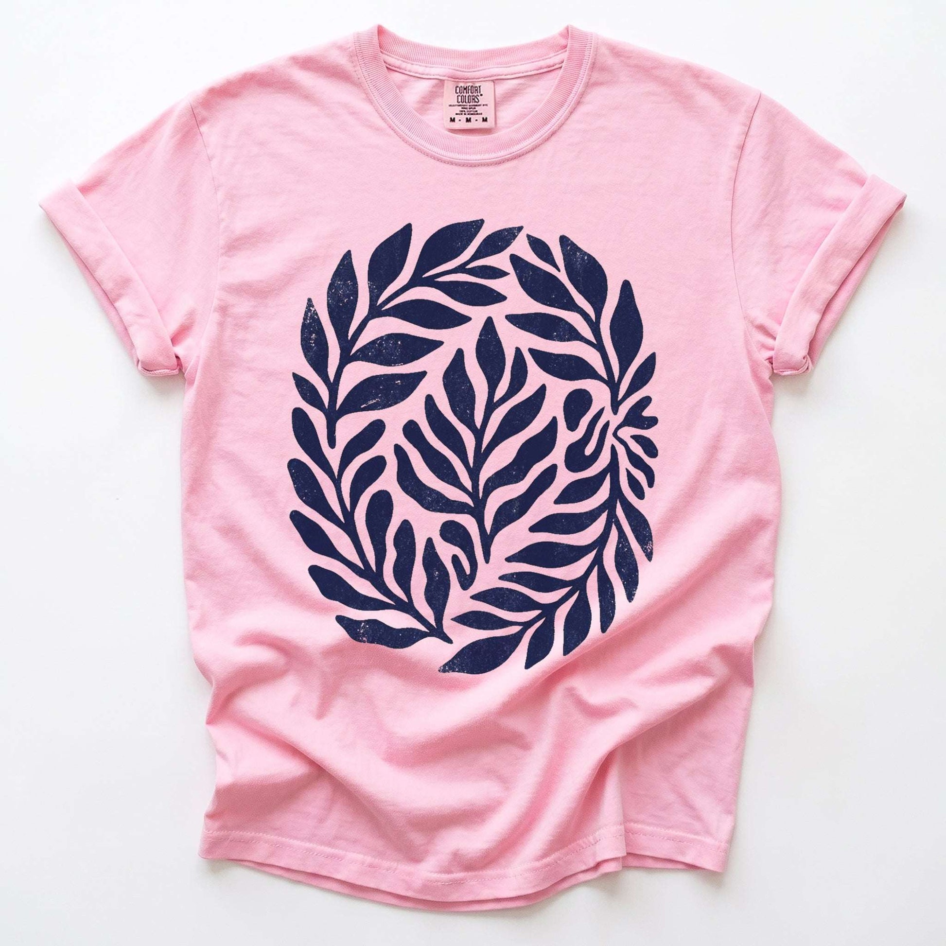 Linocut Leaves Vintage Washed T-Shirt
