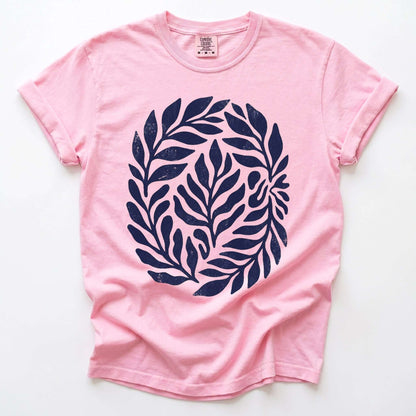 Linocut Leaves Vintage Washed T-Shirt