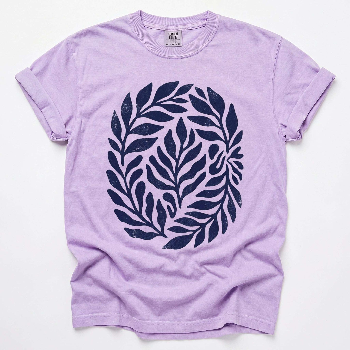 Linocut Leaves Vintage Washed T-Shirt