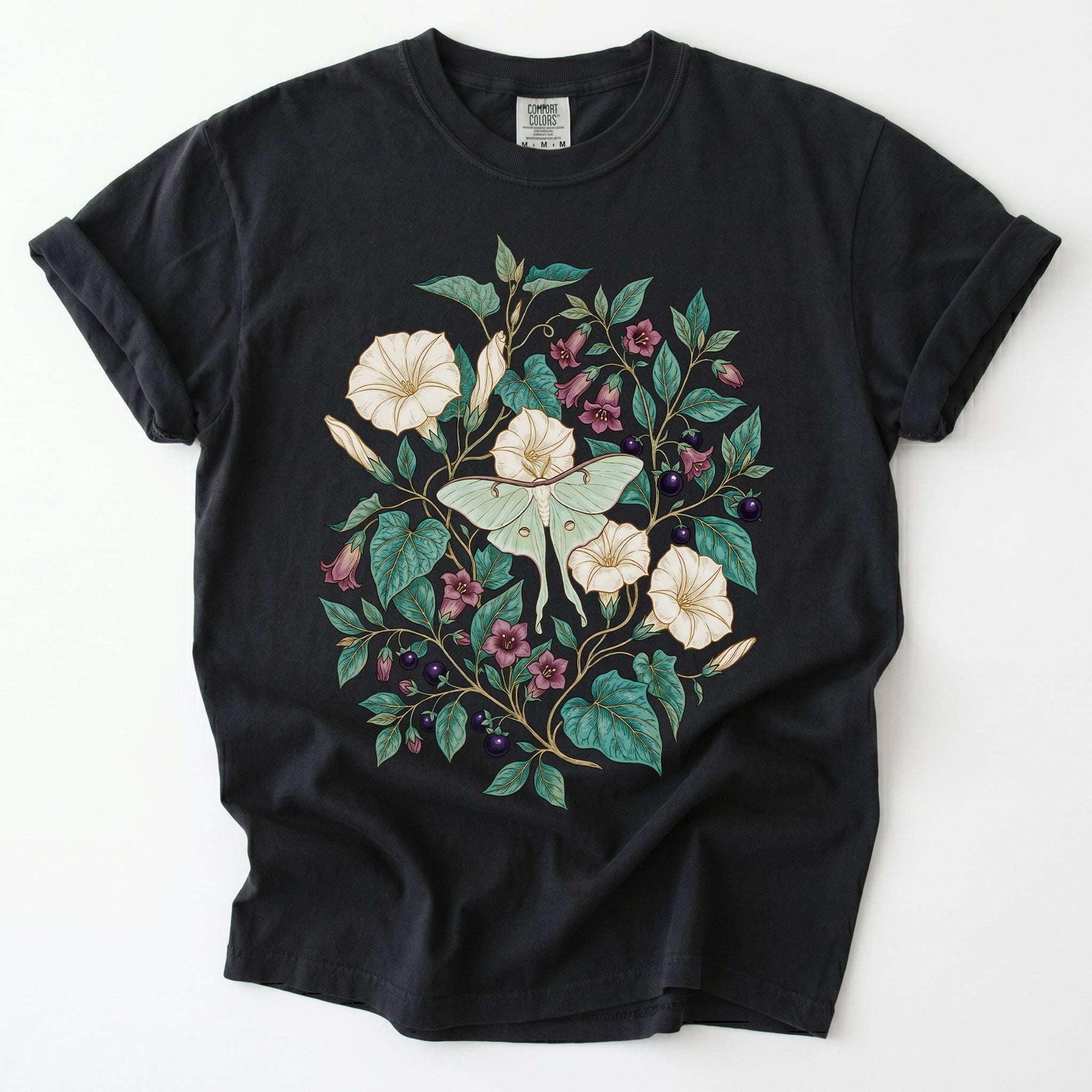 Luna Moth & Moonflower Vintage Washed T-Shirt