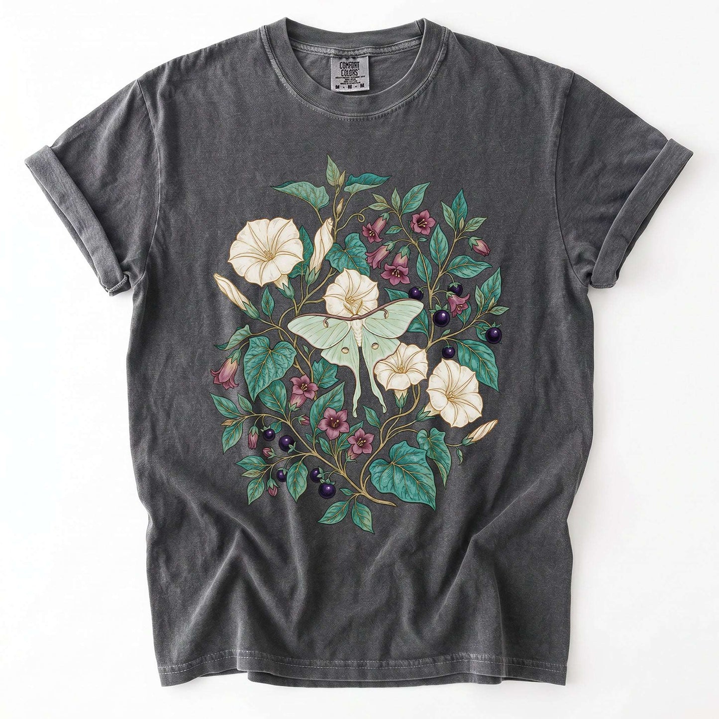 Luna Moth & Moonflower Vintage Washed T-Shirt