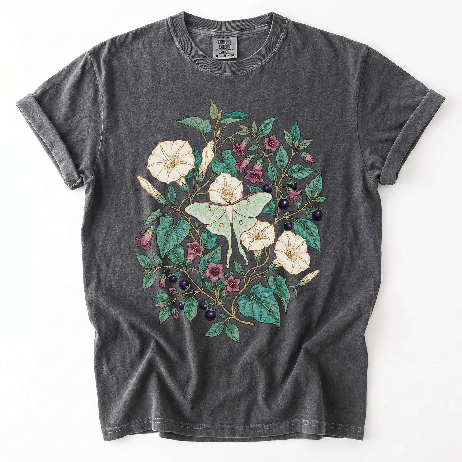 Luna Moth & Moonflower Vintage Washed T-Shirt