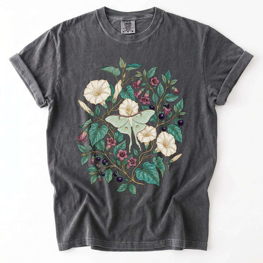 Luna Moth & Moonflower Vintage Washed T-Shirt
