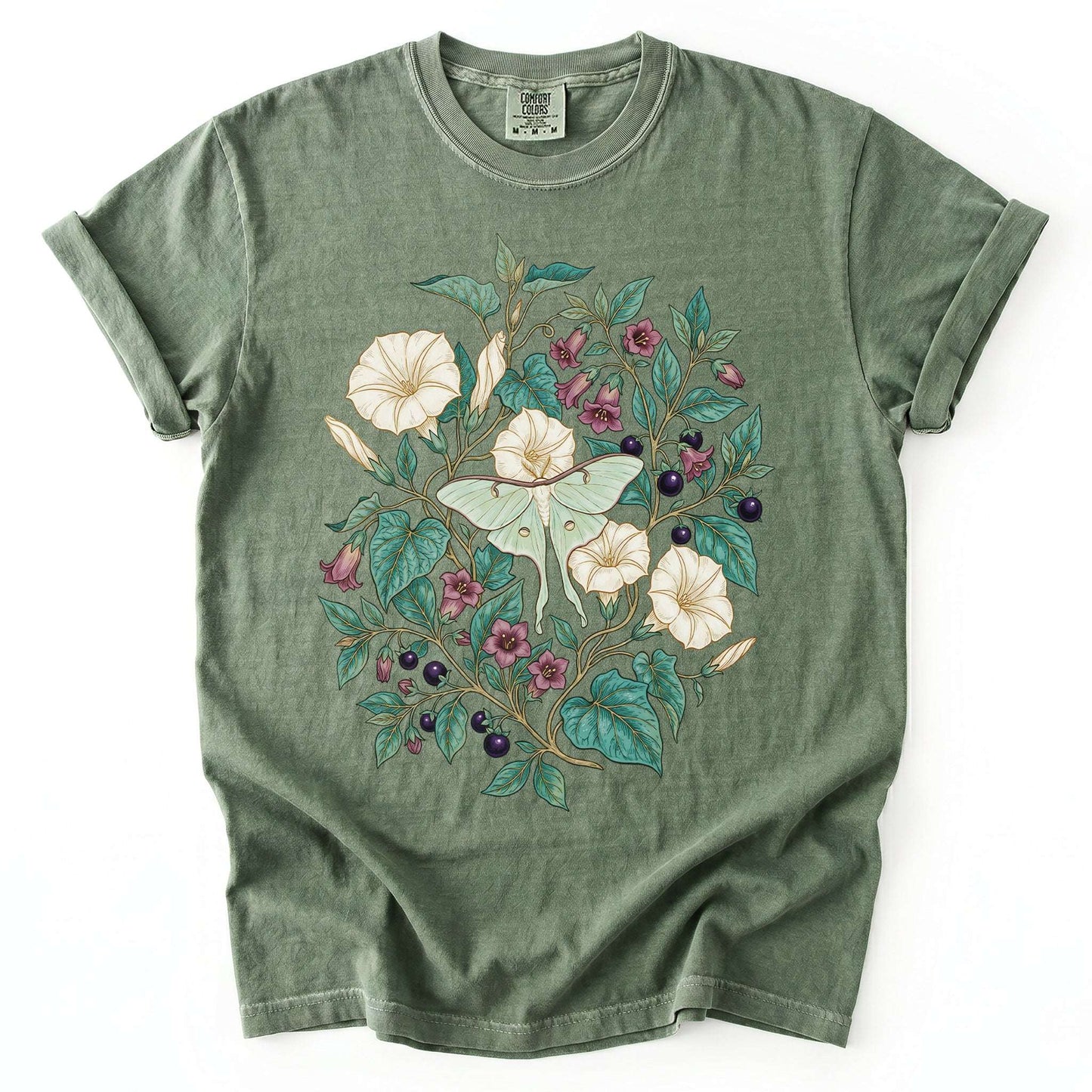Luna Moth & Moonflower Vintage Washed T-Shirt