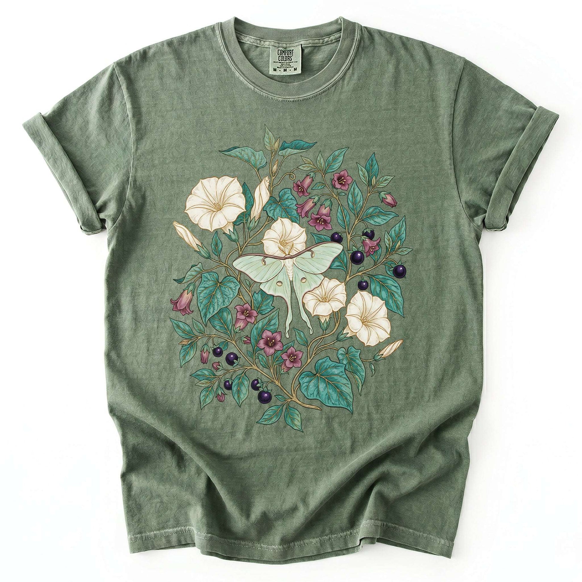 Luna Moth & Moonflower Vintage Washed T-Shirt