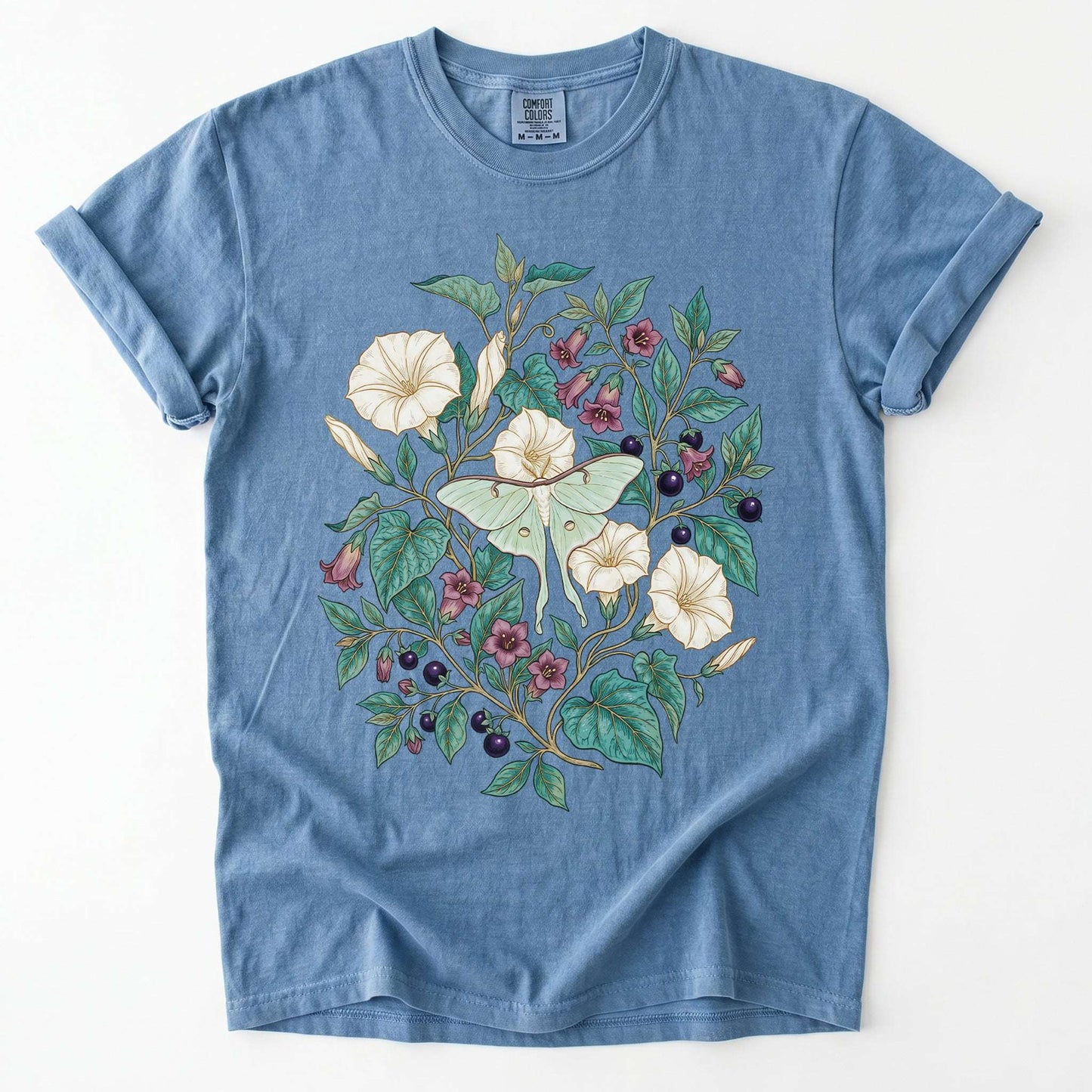Luna Moth & Moonflower Vintage Washed T-Shirt