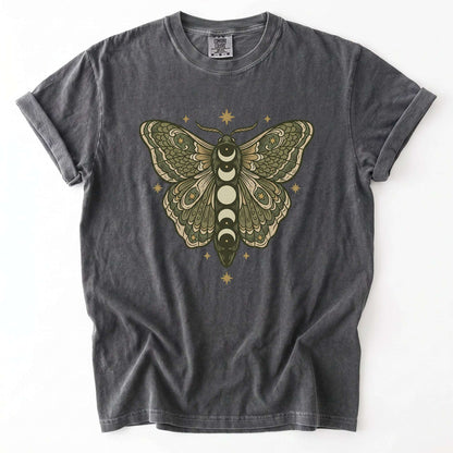 Mystical Moon Phase Moth Vintage Washed T-Shirt