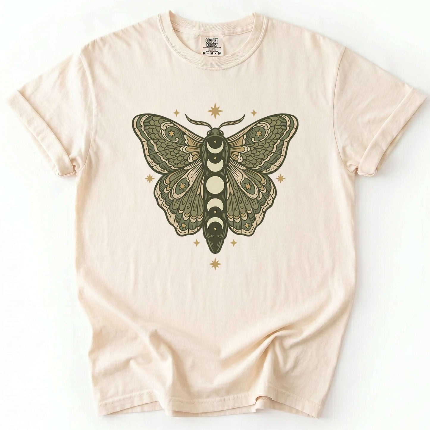 Mystical Moon Phase Moth Vintage Washed T-Shirt