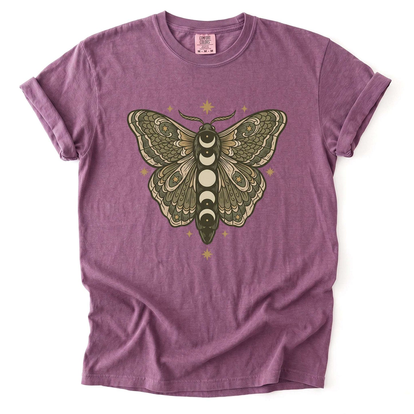 Mystical Moon Phase Moth Vintage Washed T-Shirt