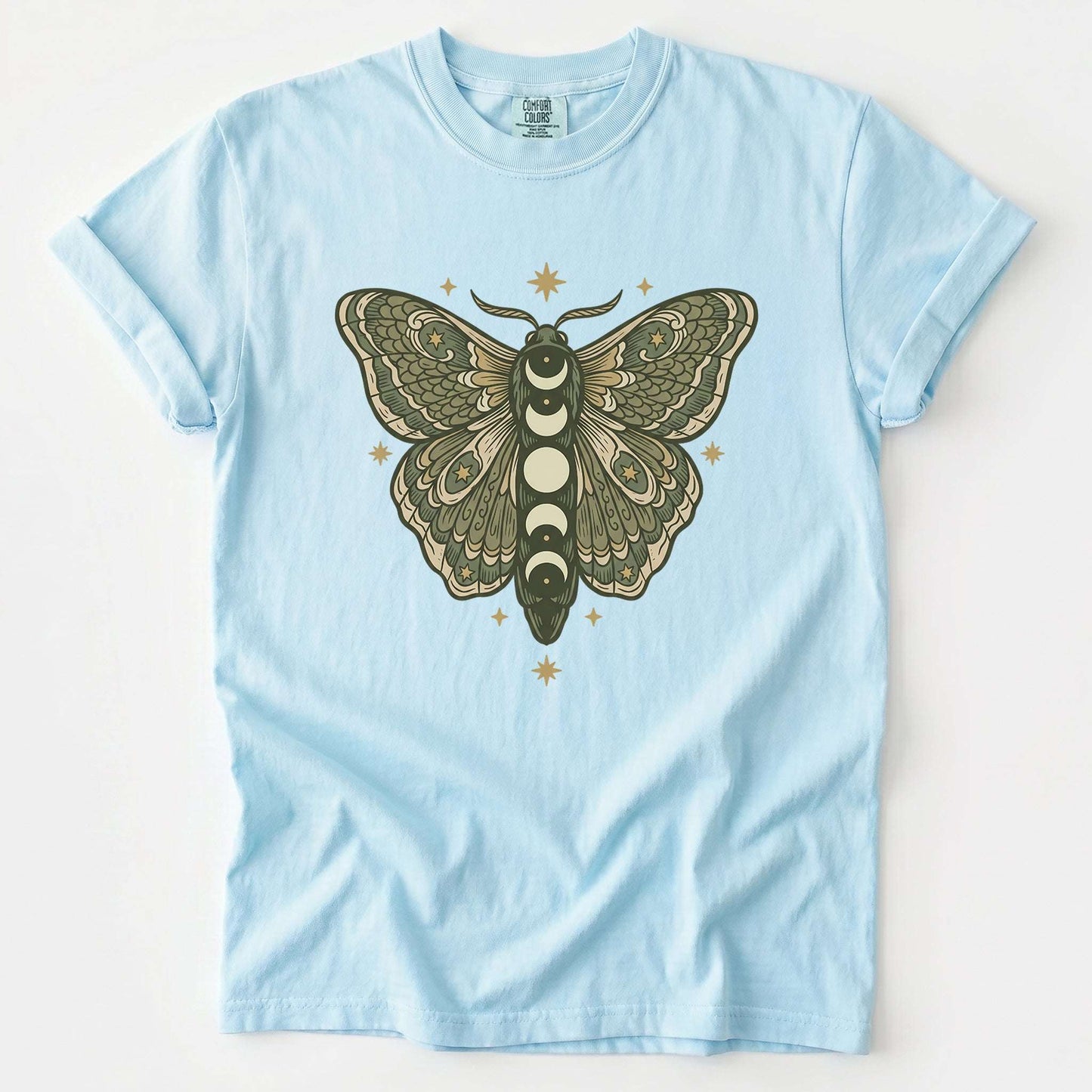 Mystical Moon Phase Moth Vintage Washed T-Shirt