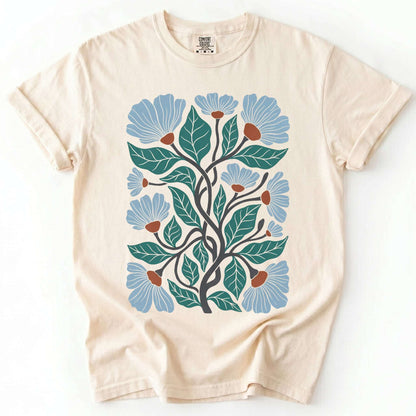 Floral Retro Block Print Vintage Washed T-Shirt