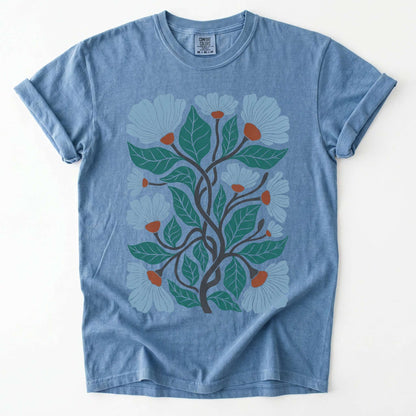 Floral Retro Block Print Vintage Washed T-Shirt