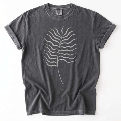 Minimalist Fine-Line Botanical Vintage Washed T-Shirt