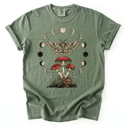Moon Phase Moth & Mushroom Vintage Washed T-Shirt