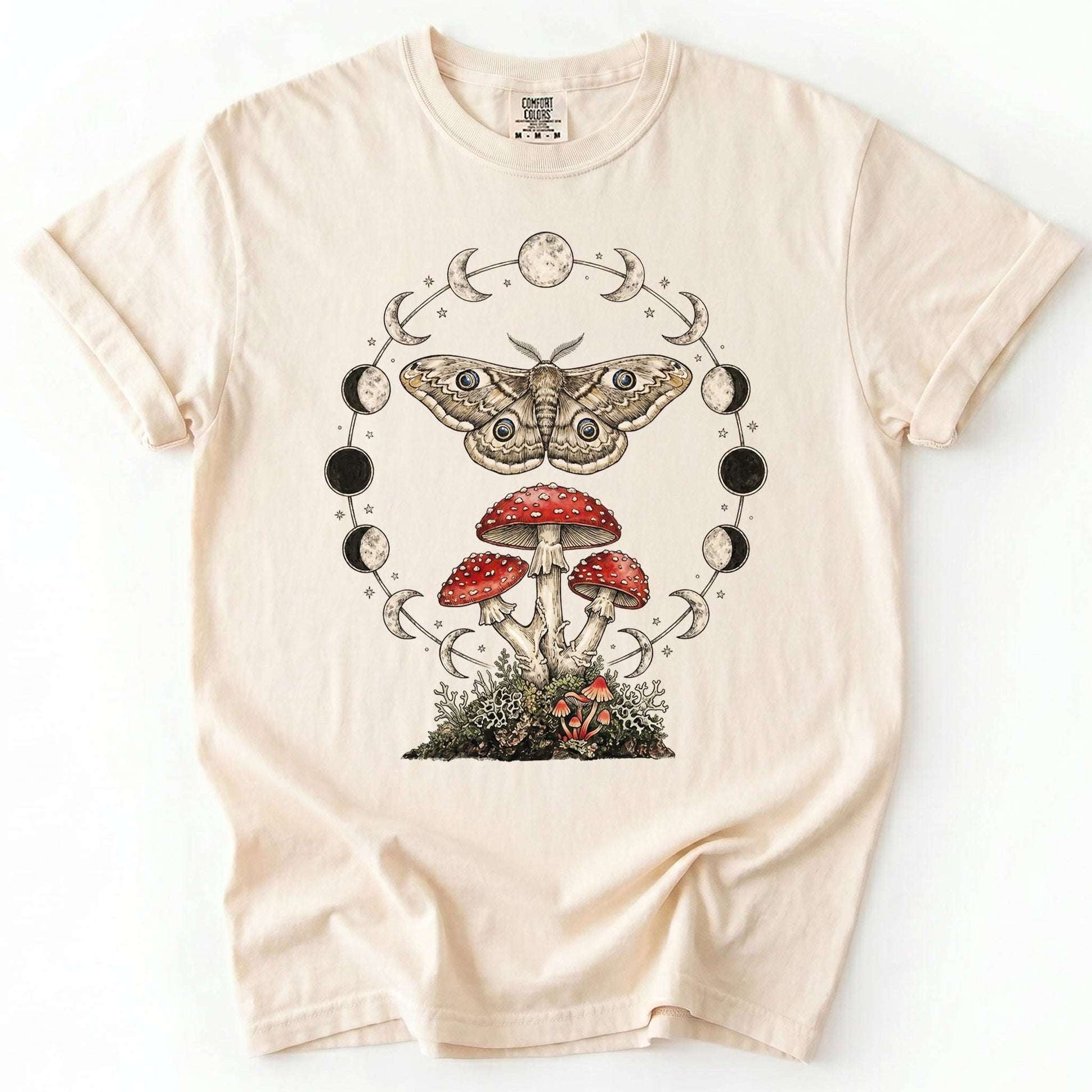 Moon Phase Moth & Mushroom Vintage Washed T-Shirt