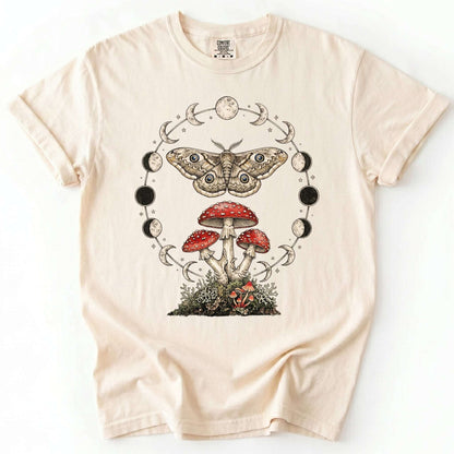 Moon Phase Moth & Mushroom Vintage Washed T-Shirt