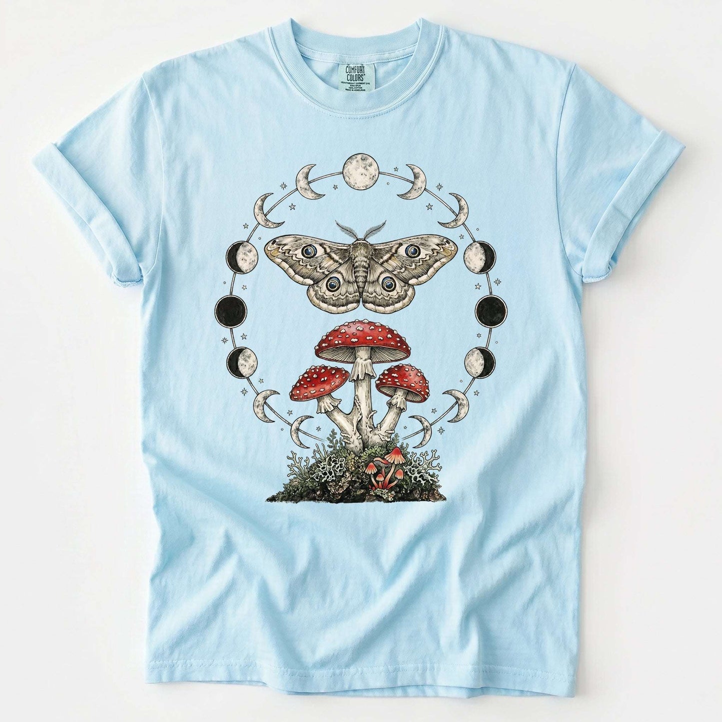 Moon Phase Moth & Mushroom Vintage Washed T-Shirt