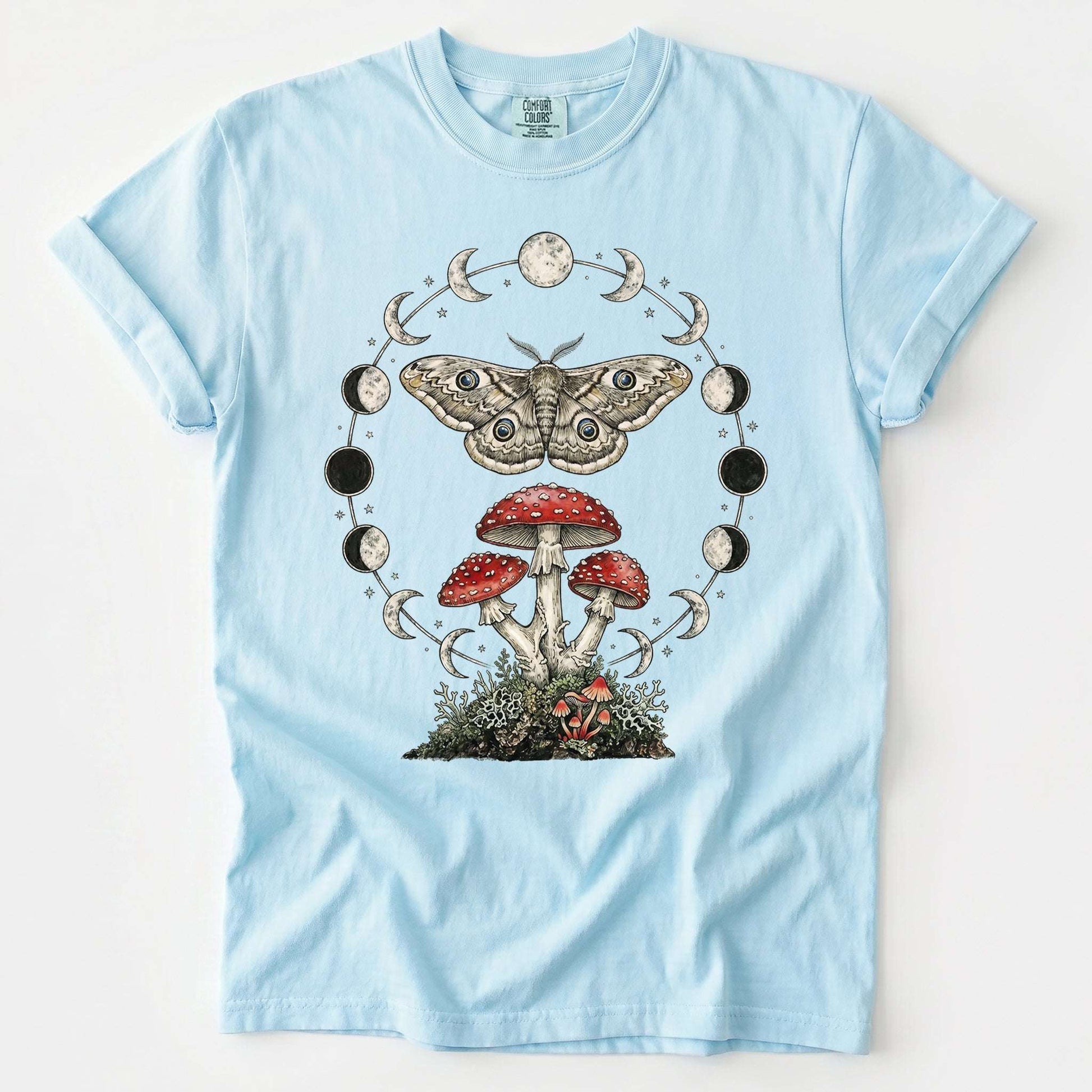 Moon Phase Moth & Mushroom Vintage Washed T-Shirt