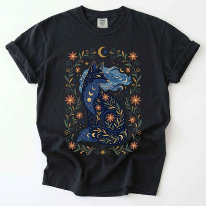 Mystic Celestial Fox Vintage Washed T-Shirt