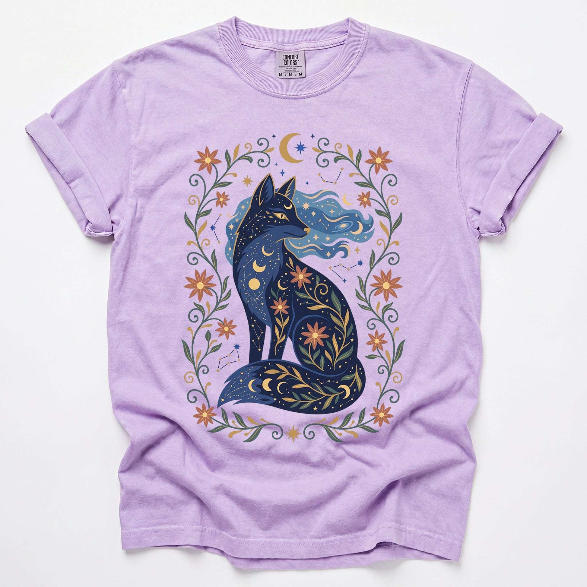 Mystic Celestial Fox Vintage Washed T-Shirt