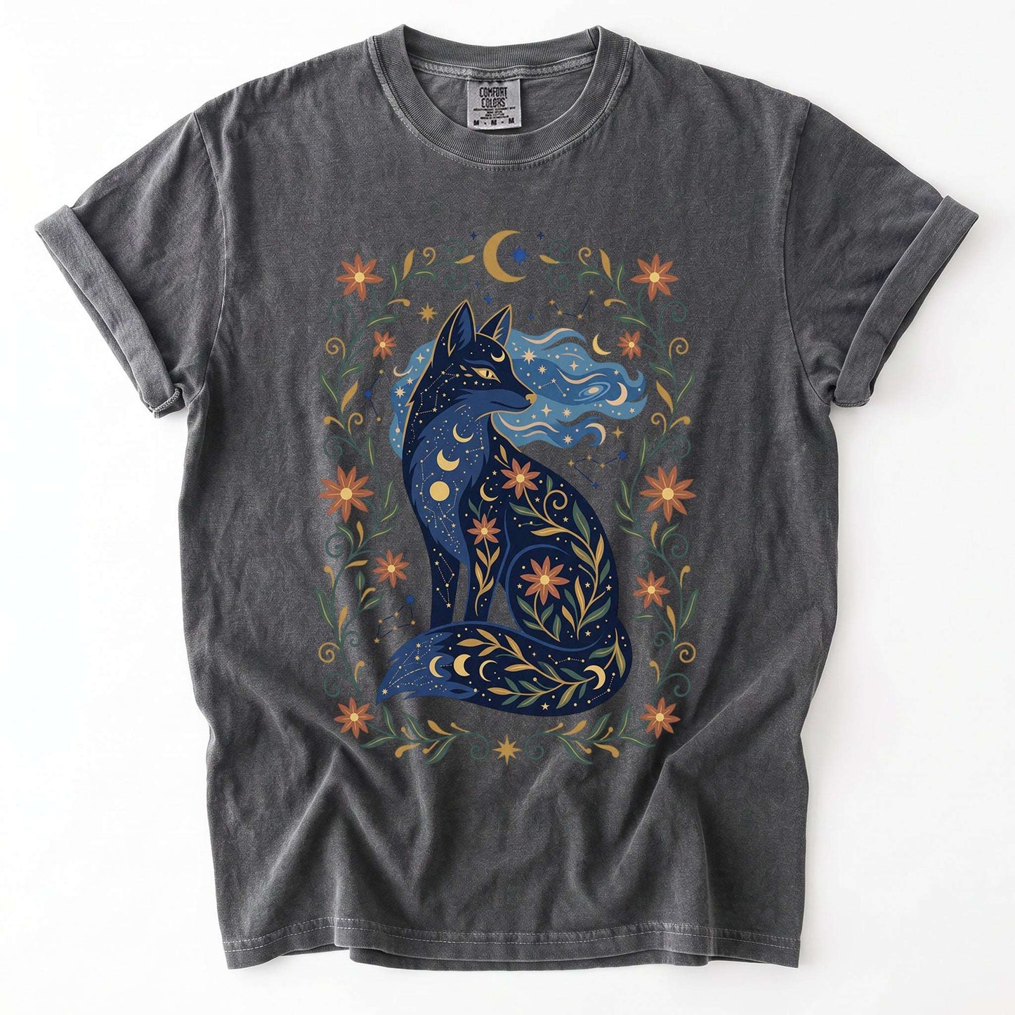 Mystic Celestial Fox Vintage Washed T-Shirt