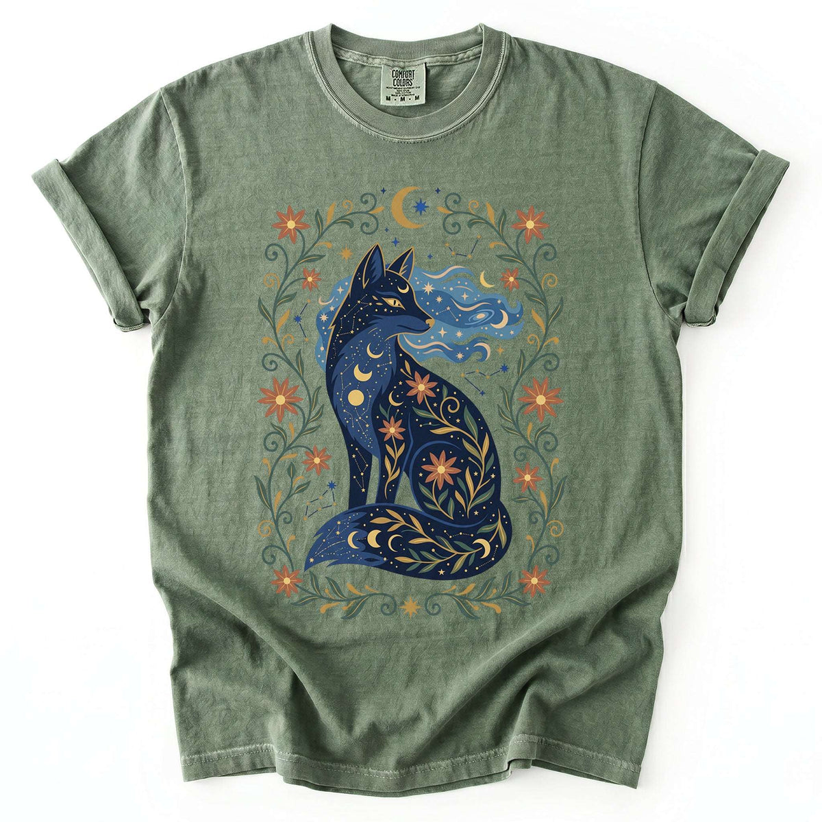 Mystic Celestial Fox Vintage Washed T-Shirt