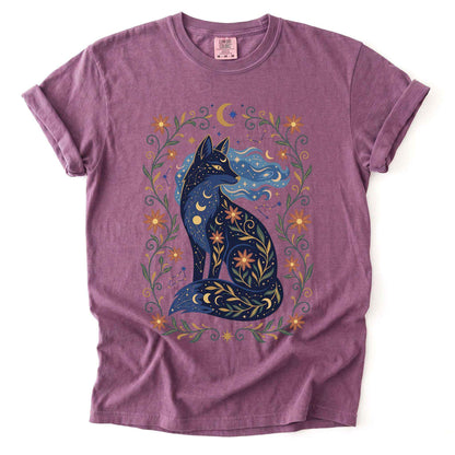 Mystic Celestial Fox Vintage Washed T-Shirt