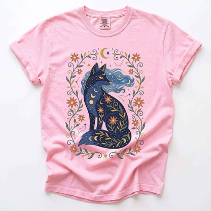 Mystic Celestial Fox Vintage Washed T-Shirt