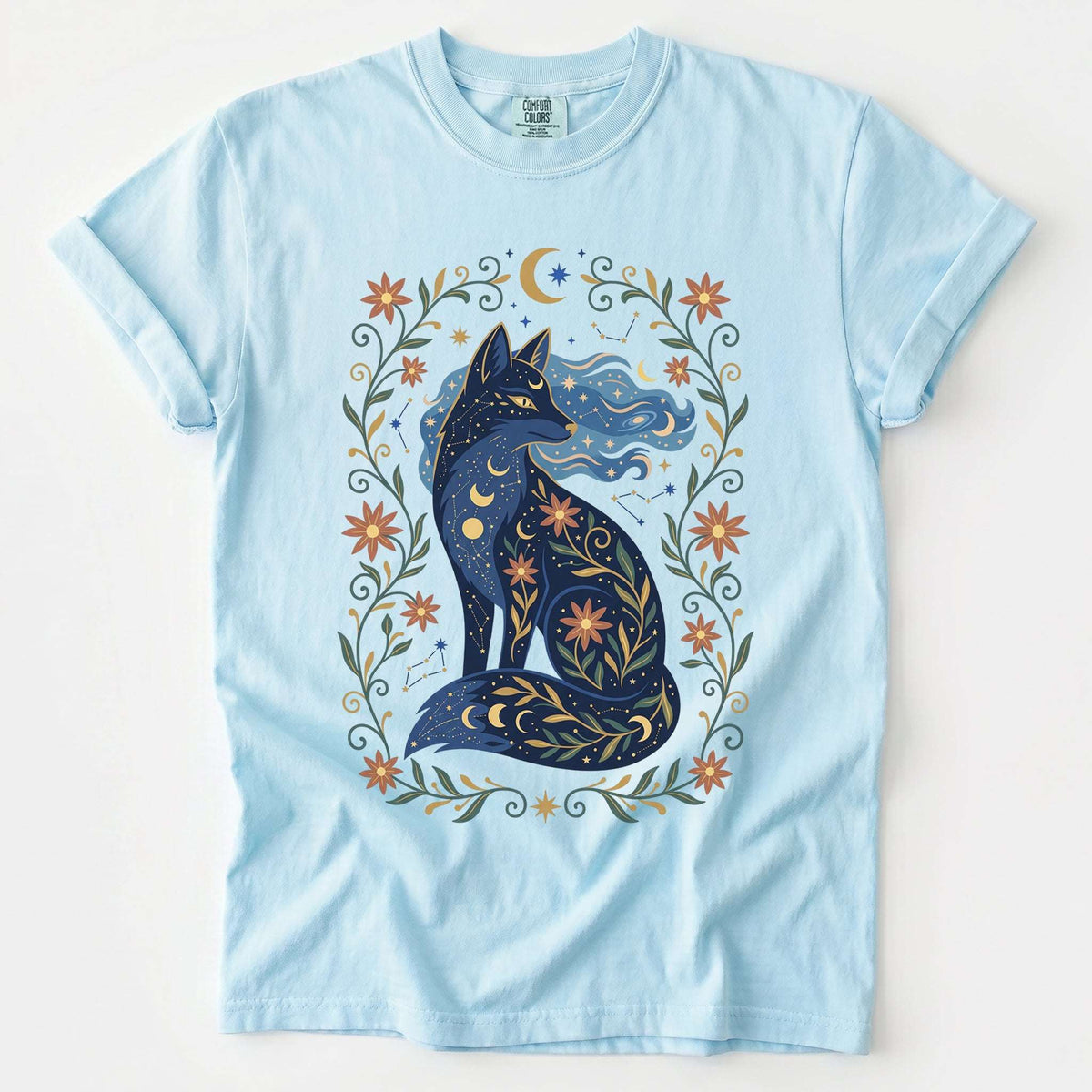 Mystic Celestial Fox Vintage Washed T-Shirt
