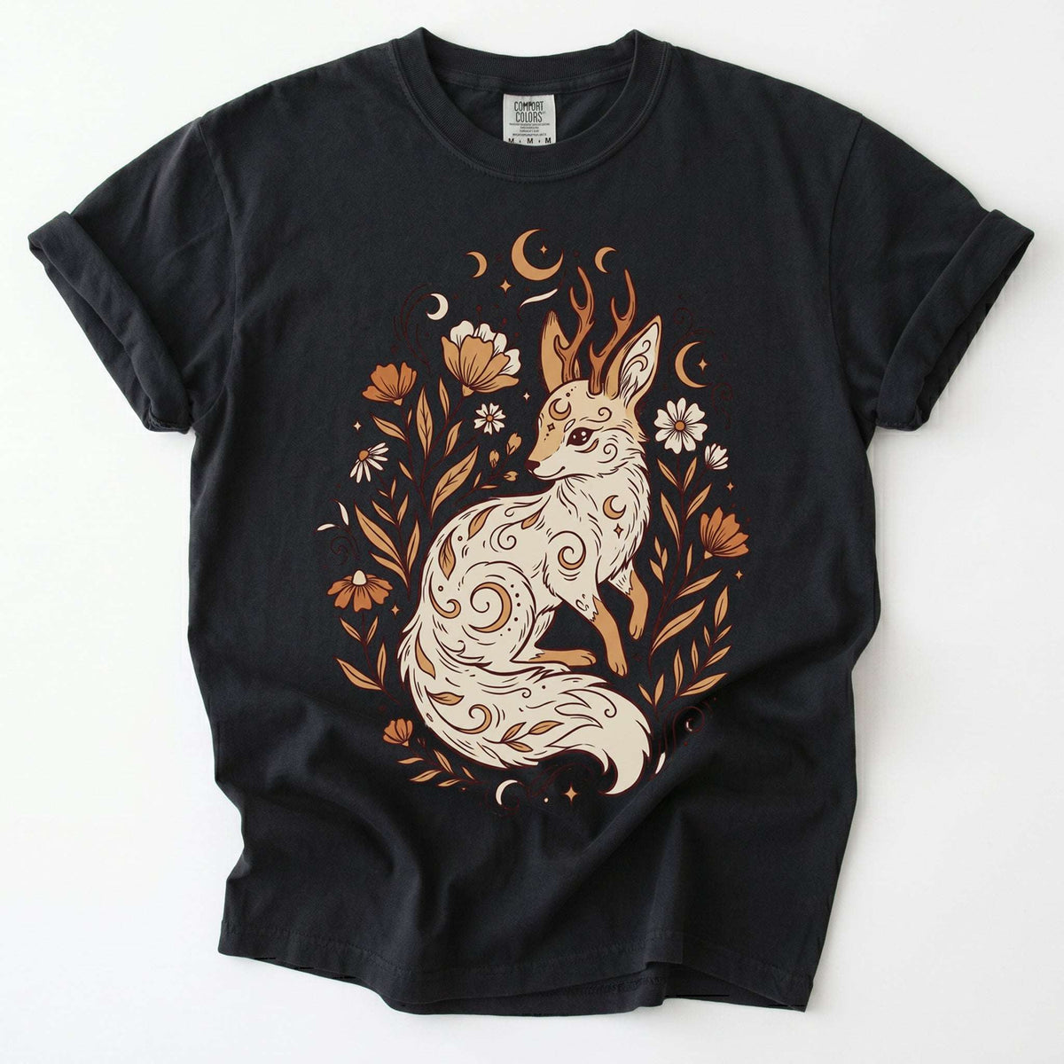 Mystical Horned Fox Vintage Washed T-Shirt