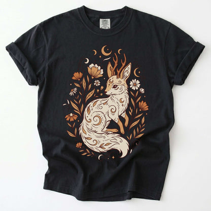 Mystical Horned Fox Vintage Washed T-Shirt