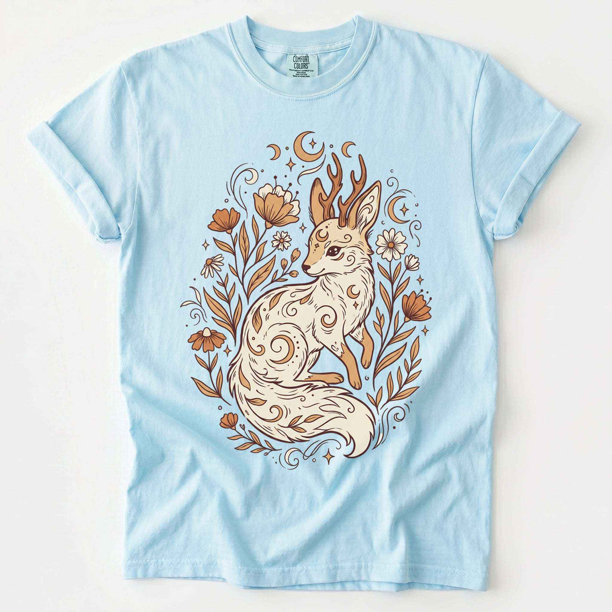 Mystical Horned Fox Vintage Washed T-Shirt