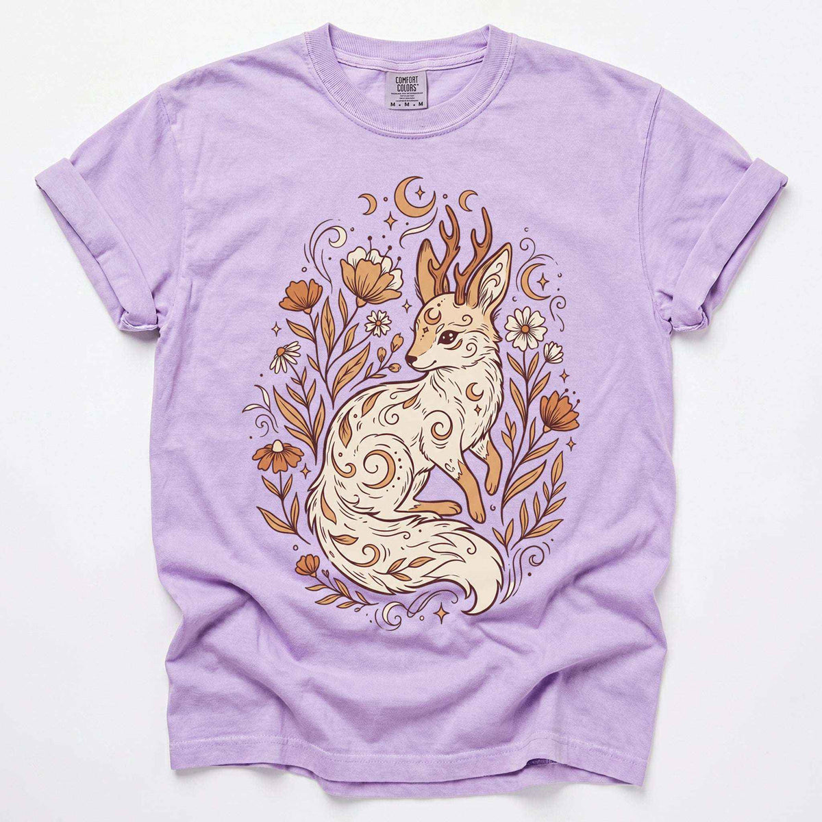 Mystical Horned Fox Vintage Washed T-Shirt