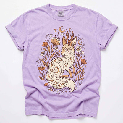 Mystical Horned Fox Vintage Washed T-Shirt
