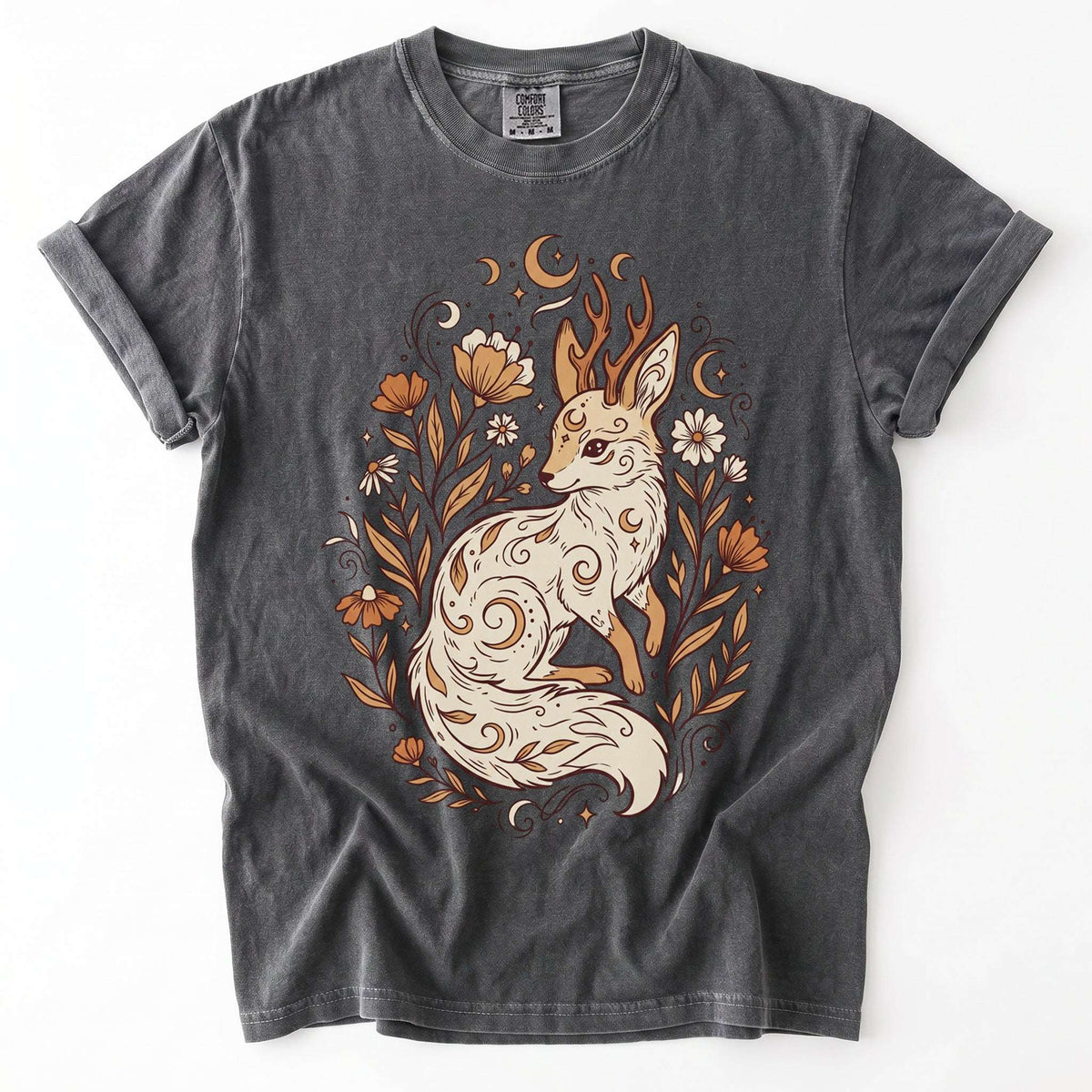 Mystical Horned Fox Vintage Washed T-Shirt