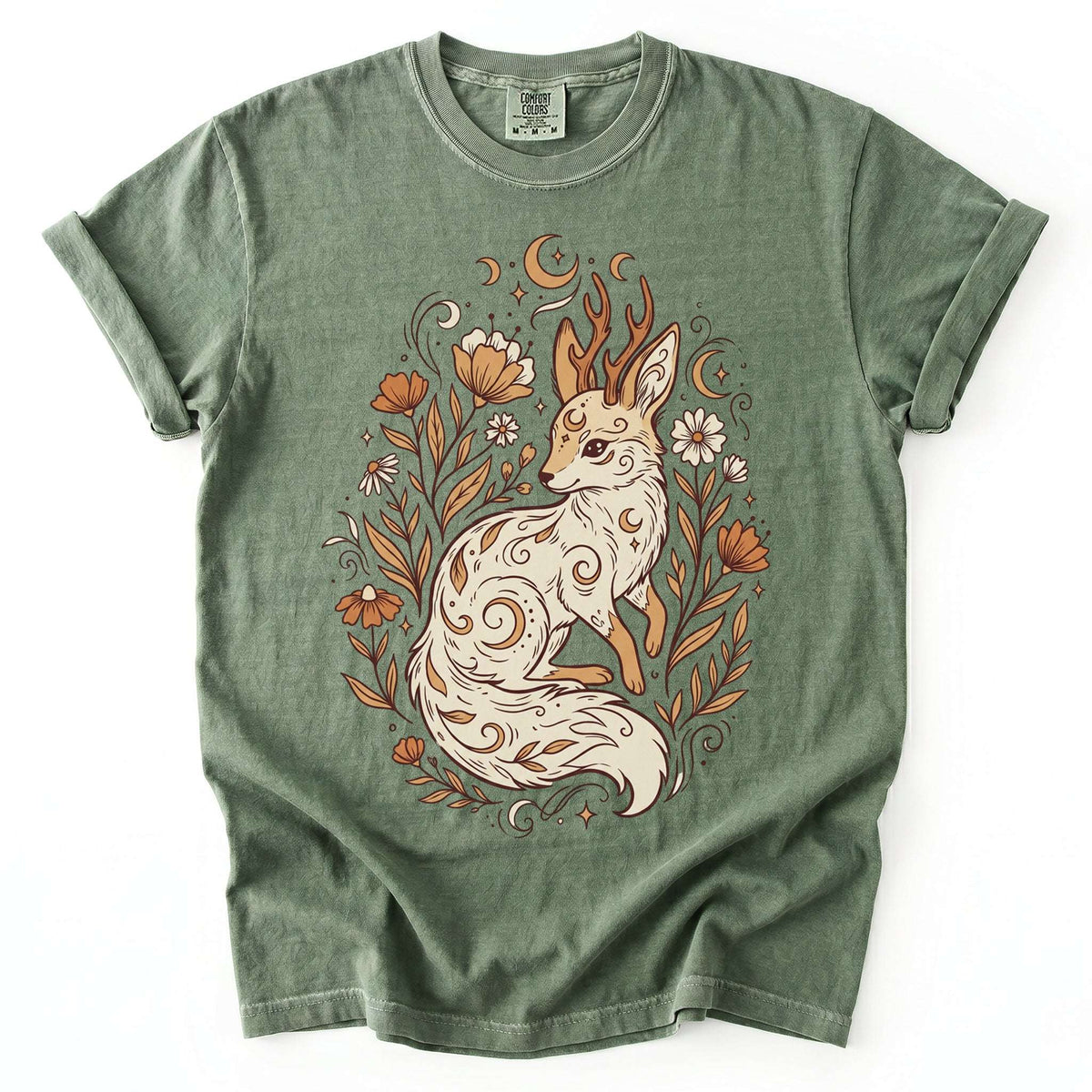 Mystical Horned Fox Vintage Washed T-Shirt