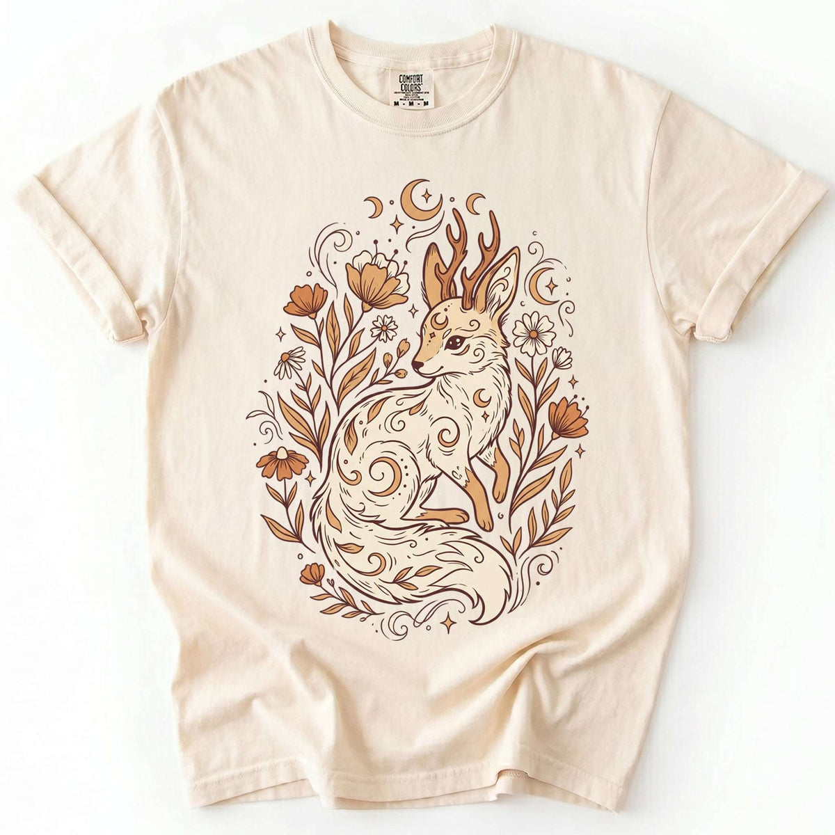 Mystical Horned Fox Vintage Washed T-Shirt