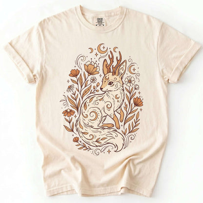 Mystical Horned Fox Vintage Washed T-Shirt