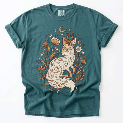 Mystical Horned Fox Vintage Washed T-Shirt
