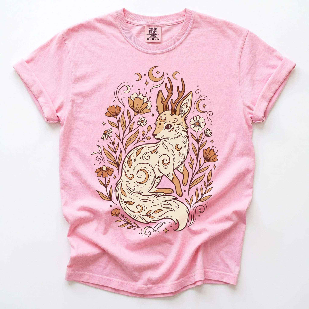 Mystical Horned Fox Vintage Washed T-Shirt