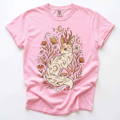 Mystical Horned Fox Vintage Washed T-Shirt