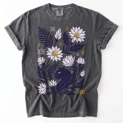 Mystical Panther & Lotus Vintage Washed T-Shirt