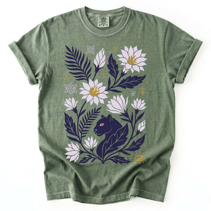 Mystical Panther & Lotus Vintage Washed T-Shirt