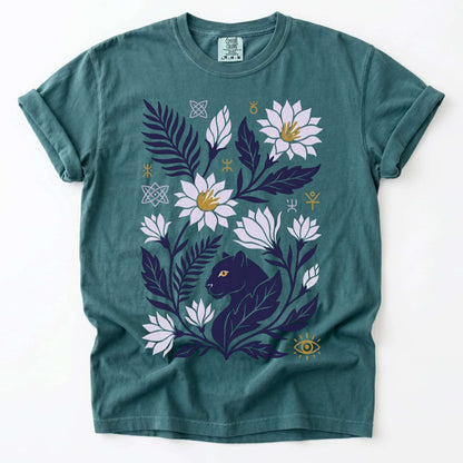 Mystical Panther & Lotus Vintage Washed T-Shirt