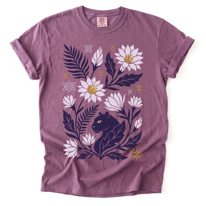 Mystical Panther & Lotus Vintage Washed T-Shirt